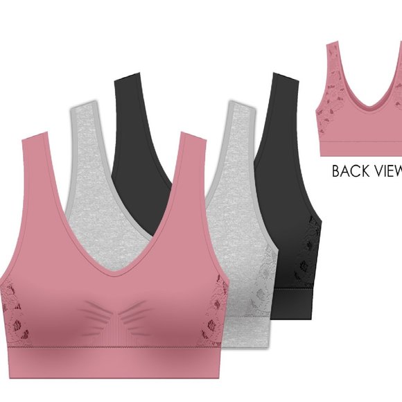 Delta Burke Seamless Padded Jacquard Comfort Bra w/Removable Pads-3-Pack - Picture 1 of 2